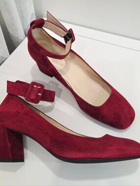 Browns Couture Red Suede Block Heel Pumps Size 37.5
